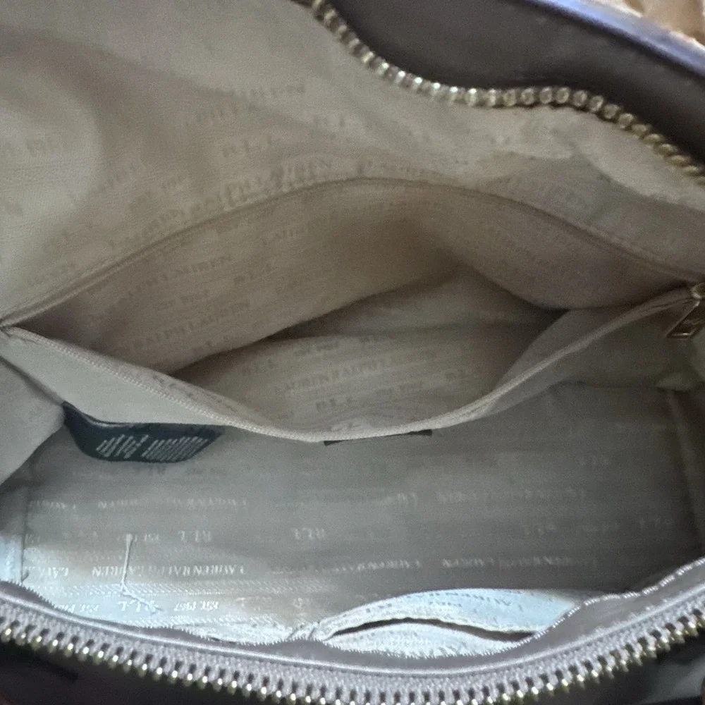 Lauren Ralph Lauren Bramfield Carlene Satchel Bag Beige Supple Leather‎ Gold HW